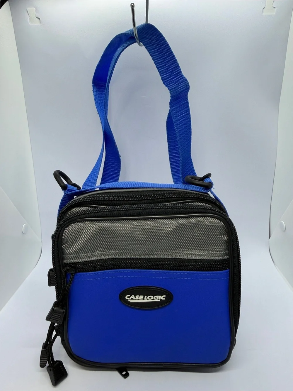 Blue and Gray Men's Messenger Crossbody